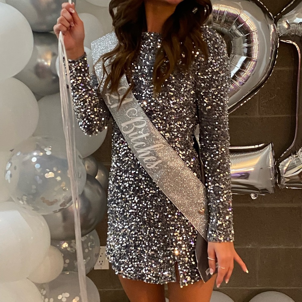 Sequin long sleeve party dress